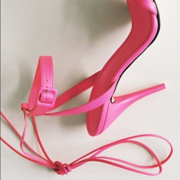 NWT. Zara Pink Tied High-Heel Sandals. Size 9. - Picture 6 of 9